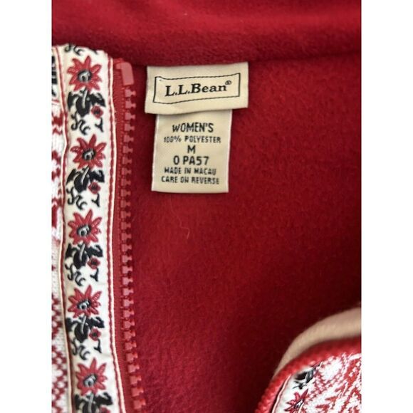 L.L. Bean Fleece Jacket Womens M Fair Isle Nordic Full Zip Pockets Warm Cozy - Picture 4 of 4